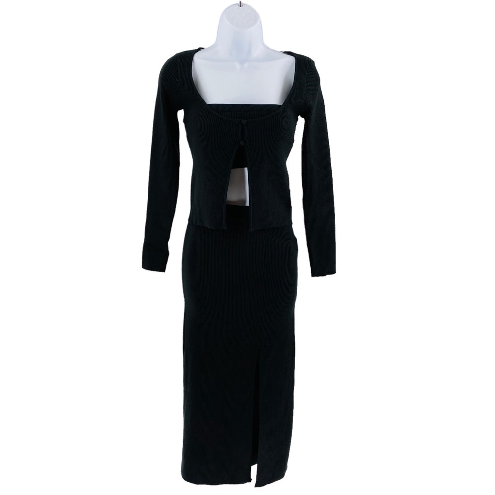 Petal & Pup NEW Luna 3 Piece Knitted Set Black Sweater Midi Dress Size XS - Picture 5 of 14